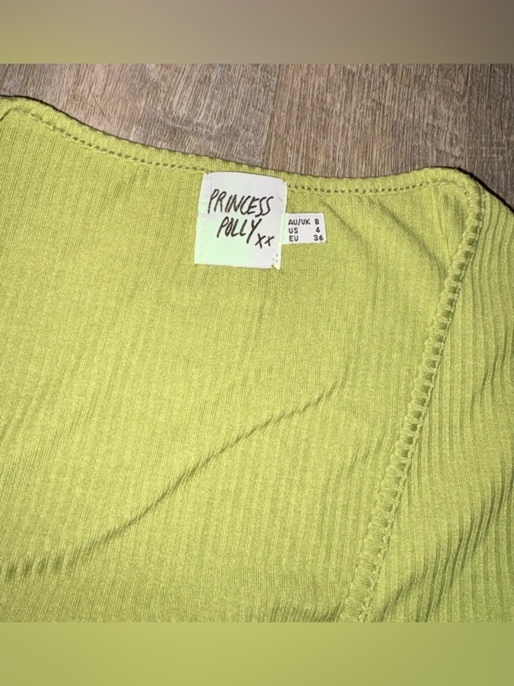 Princess Polly Lime Cutout Plunge Long-Sleeve Mini Dress Size 4 - Picture 4 of 5
